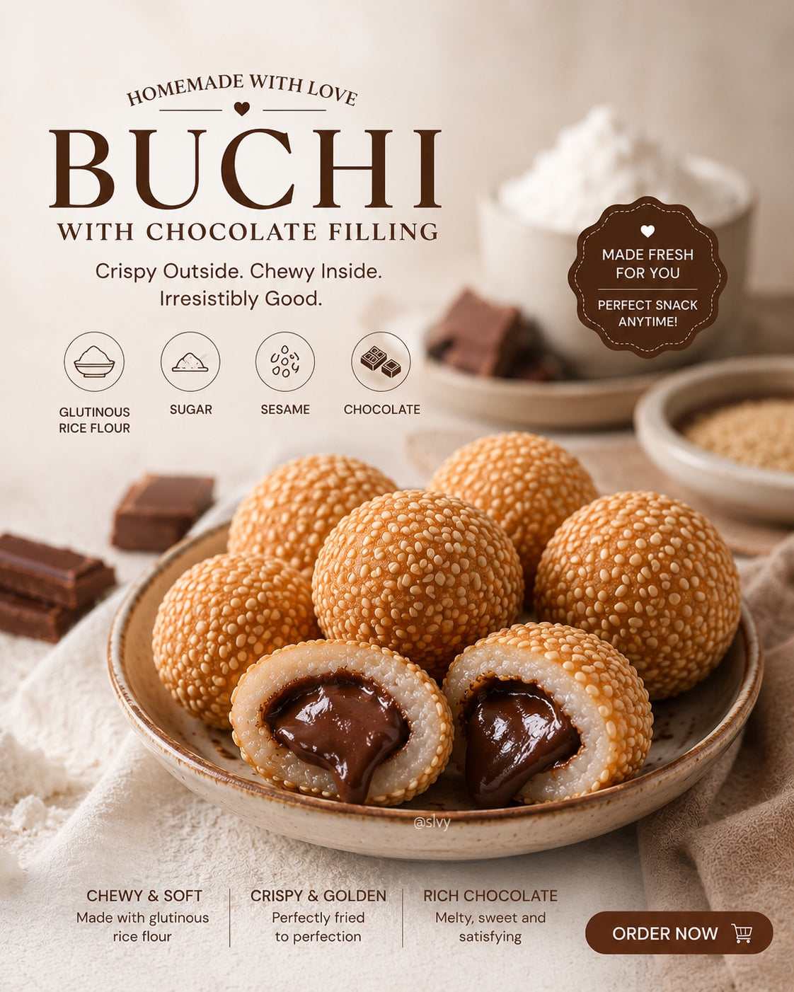 Chocolate Buchi (12 Pieces) Pre-Order