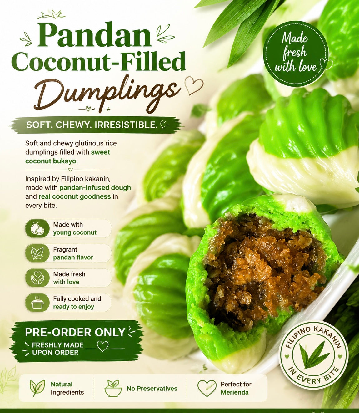 Pandan Coconut-Filled Dumplings (Pre-Order)
